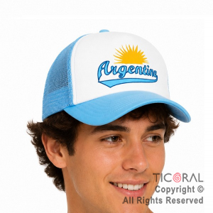 SOMBRERO GORRA ARGENTINA CELESTE Y BLANCA CON SOL